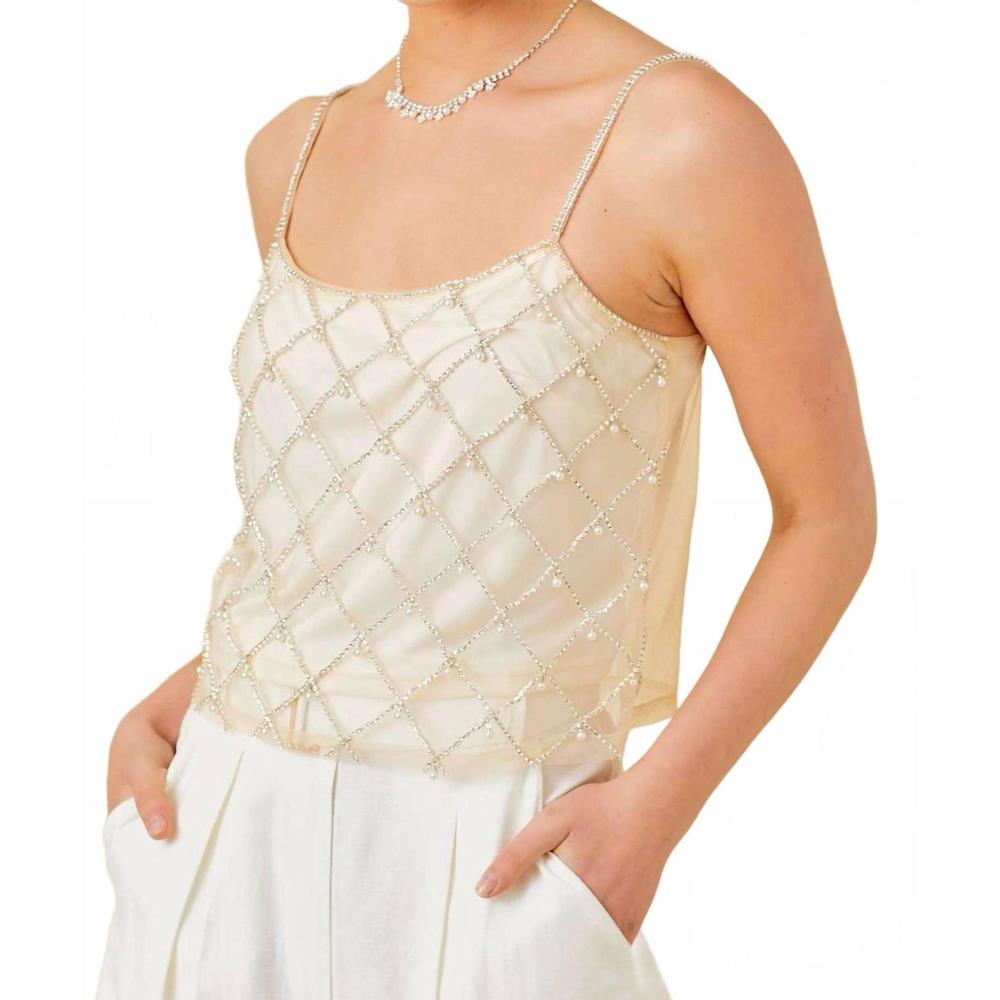 NEW MAINSTRIP she's a gem top in white